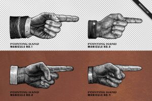 少见稀有的复古质感手指矢量插画-AI,EPS