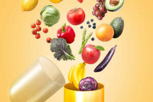 绿色蔬菜水果创意胶囊海报设计模板 (psd)