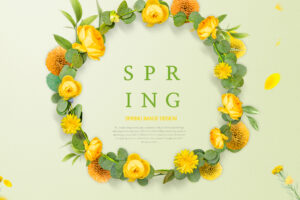绿植花朵花环春天海报设计素材(psd)