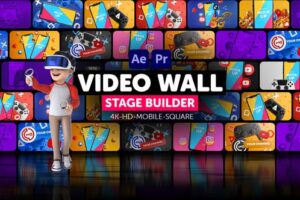 AE/PR模板-多画面网格视频墙动态背景效果 Video Wall Stage Builder