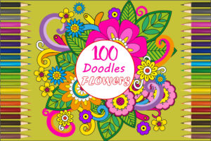 涂鸦花页捆绑包-KDP 图形PNG免抠素材100+ Doodles Flowers Pages Bundle -KDP