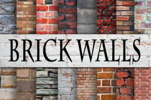 砖墙数字纸纹理背景纹理素材Brick Wall Digital Paper Textures