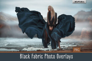 黑色织物照片叠加层PNG透明图层素材