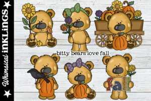 小熊爱秋天剪贴画素材Bitty Bears Love Fall Clipart