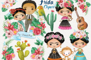 可爱的 Frida剪贴画即时下载Cute Frida Clipart Instant Download