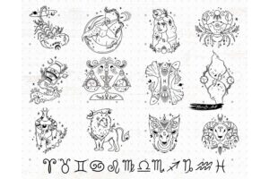 十二生肖星座和标志 SVG 捆绑包Zodiac Constellations & Signs SVG Bundle