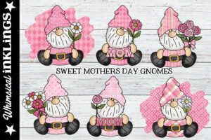 甜蜜的母亲节侏儒剪贴画Sweet Mothers Day Gnomes Clipart