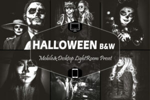 10 个万圣节黑白 LR 预设Halloween B&W LR Presets