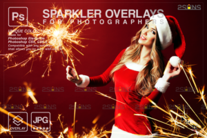 圣诞烟火覆盖 PhotoshopChristmas Sparkler Overlay Photoshop