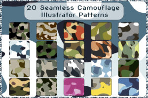 20 种迷彩插画图案图形Camouflage Illustrator Patterns