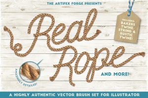逼真的绳子效果的Ai笔刷 Real Rope – Illustrator Brushes