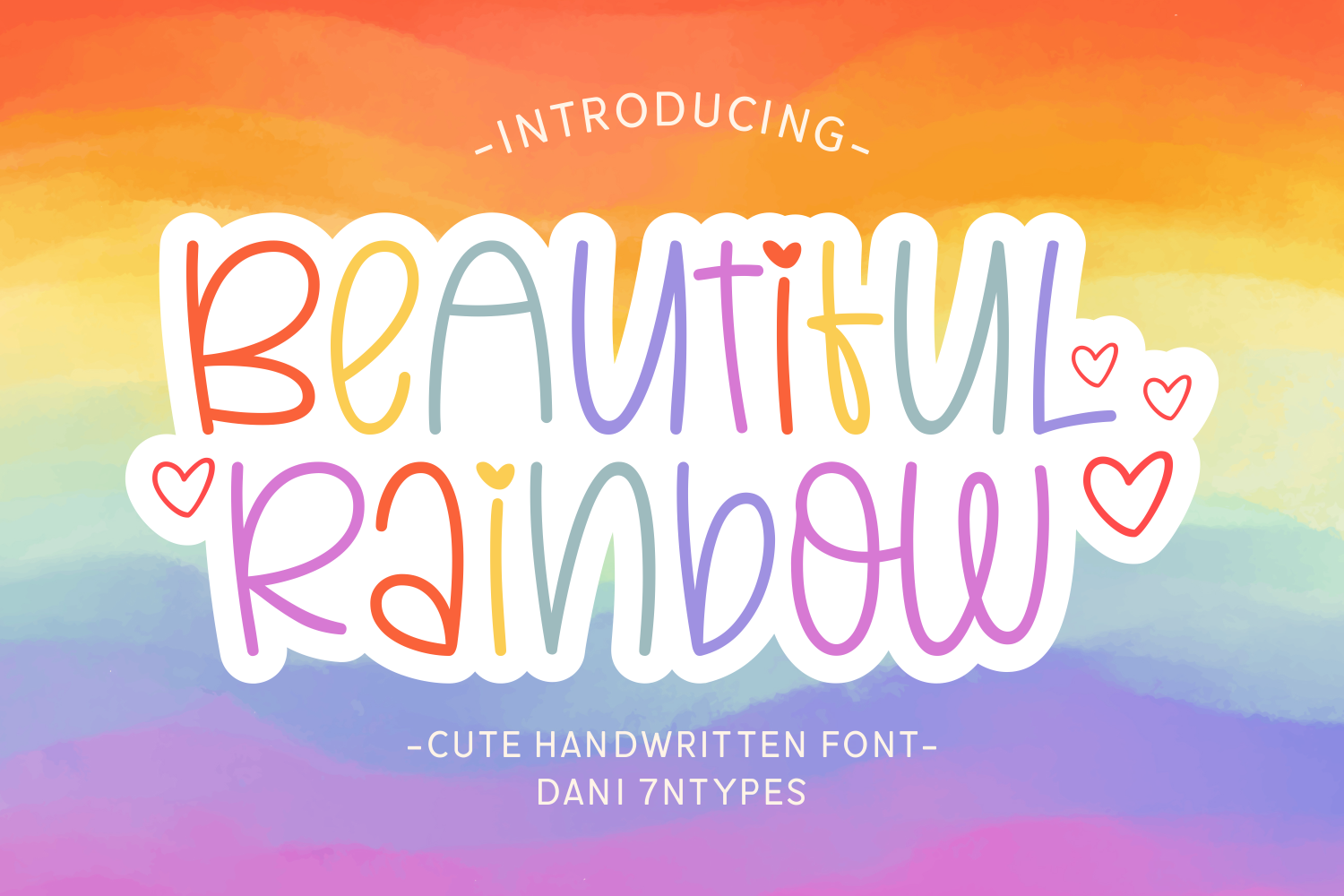 可爱婴儿字体 漂亮美容字体 博客字体 儿童字体Beautiful Rainbow