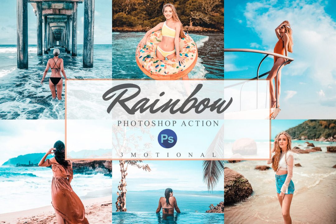 度假现代色调 热带摄影师11 个彩虹 Photoshop 动作 ACR预设 LUT预设