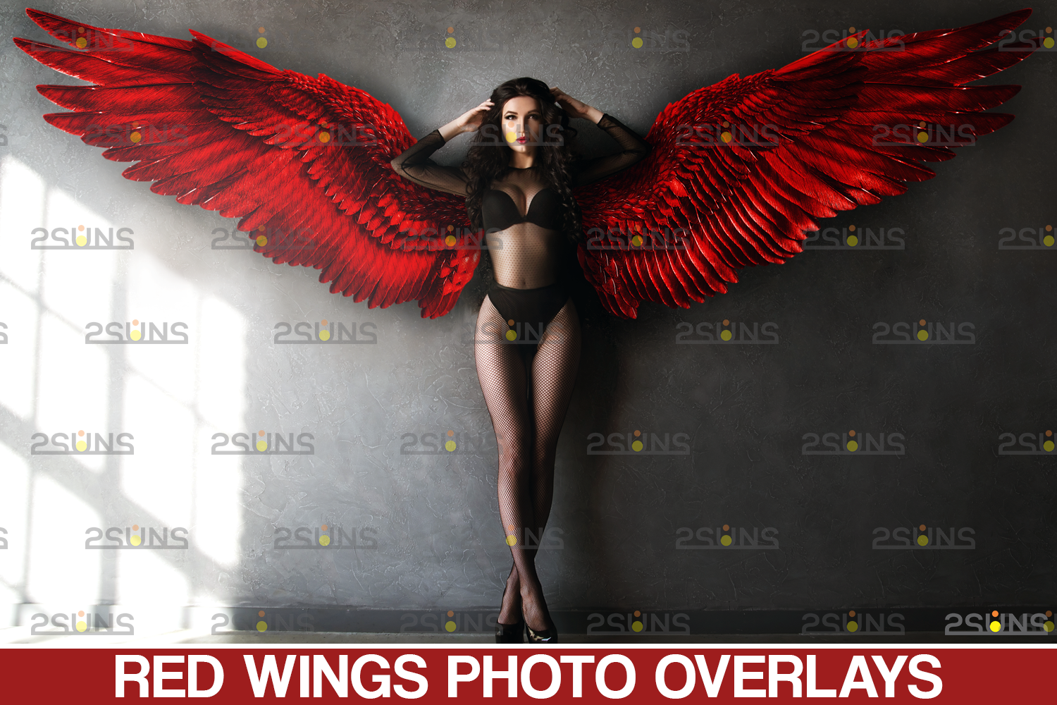 红色天使之翼覆盖  Photoshop合成素材 png素材