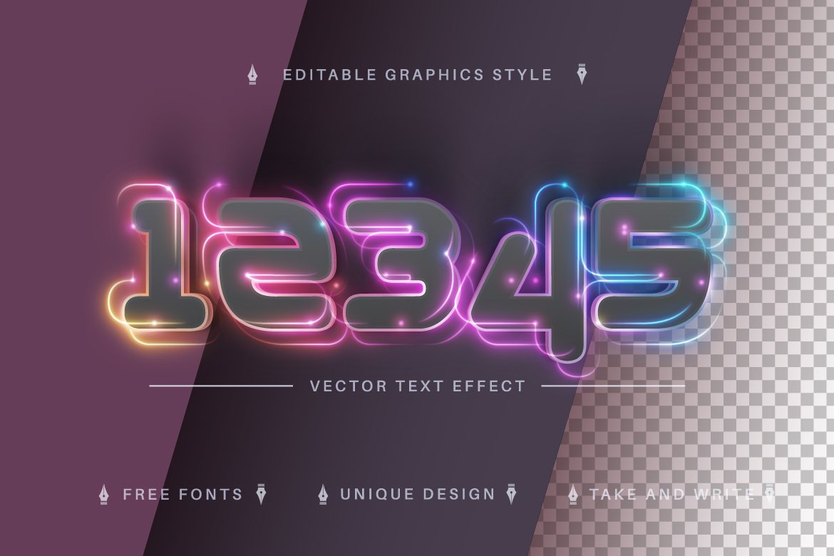 Illustrator可编辑文本效果字体Space - Editable Text Effect Font插图2