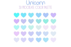 30 种美丽的自定义颜色Unicorn Procreate Color Palette