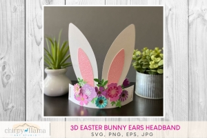 3D 复活节兔子耳朵头带