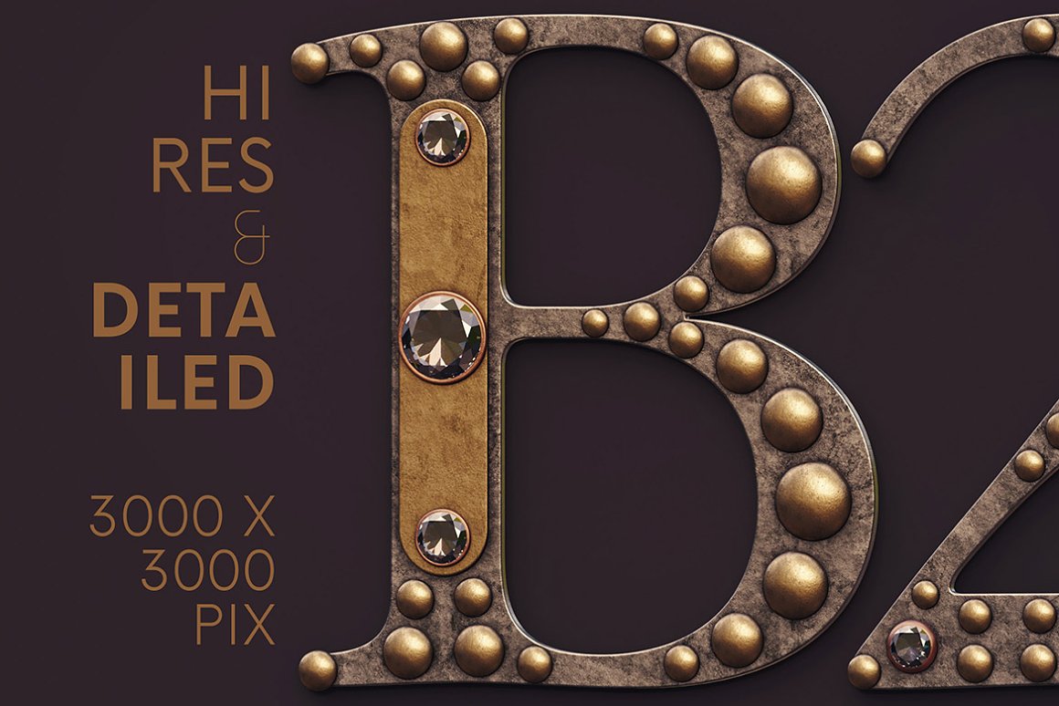 复古珠宝 3D 字母 Vintage Jewelry 3D Alphabet插图1