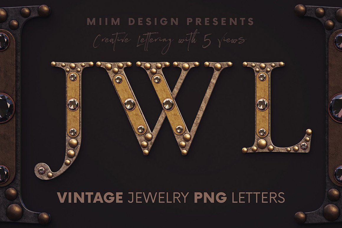 复古珠宝 3D 字母 Vintage Jewelry 3D Alphabet插图