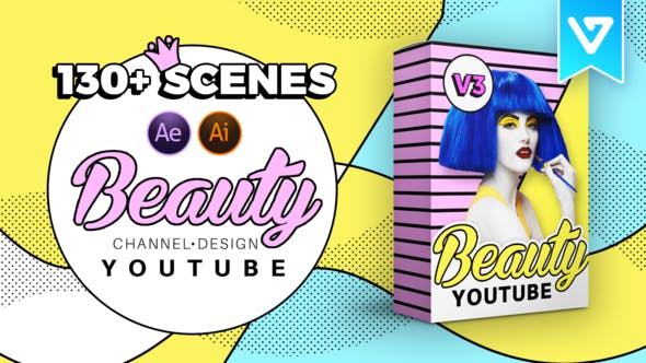 After Effects模板博主频道时尚介绍开场促销贴纸转场Beauty Youtube Design Pack插图