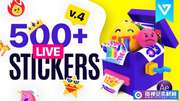 After Effects 项目文件模版动态贴纸库500 多个动画贴纸插图 After Effects 项目文件模版动态贴纸库500 多个动画贴纸插图