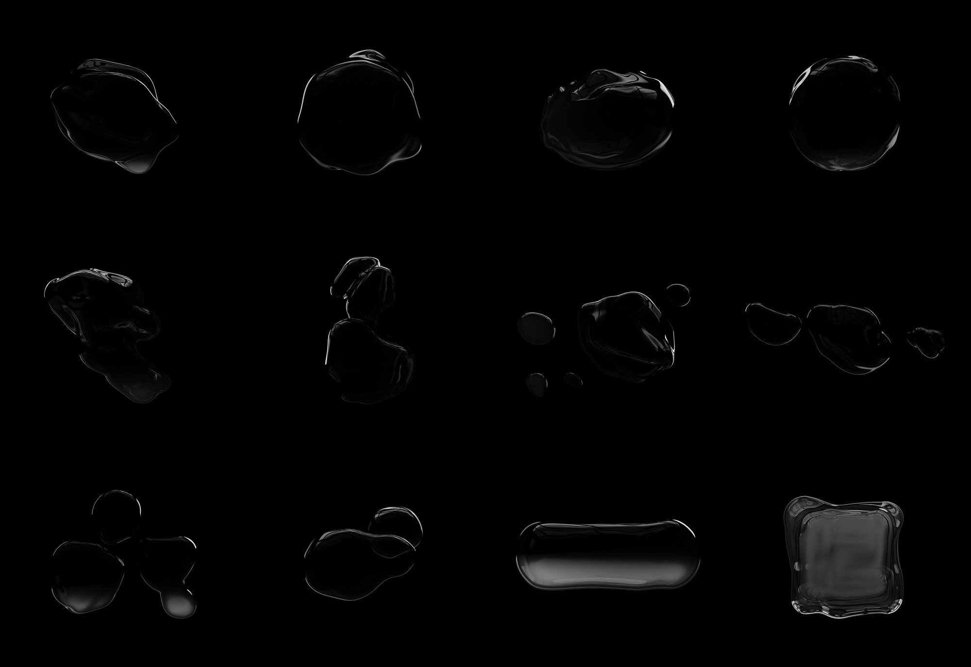 失真集合新潮流黑色水珠扭曲故障变形液体水滴抽象海报设计装饰元素插图7