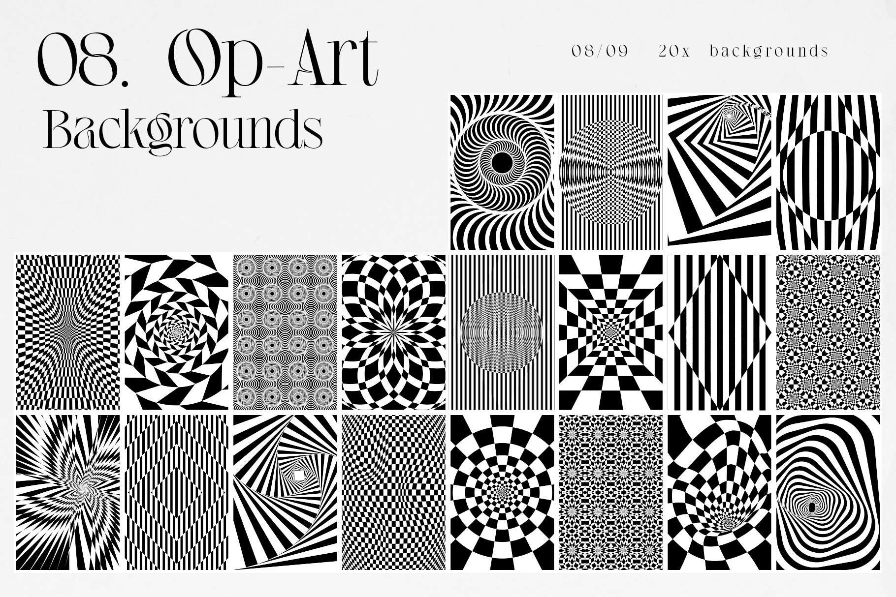 复古未来派欧普艺术抽象几何形状颗粒渐变纹理素材合集包 Shapes and Backgrounds Pack插图10