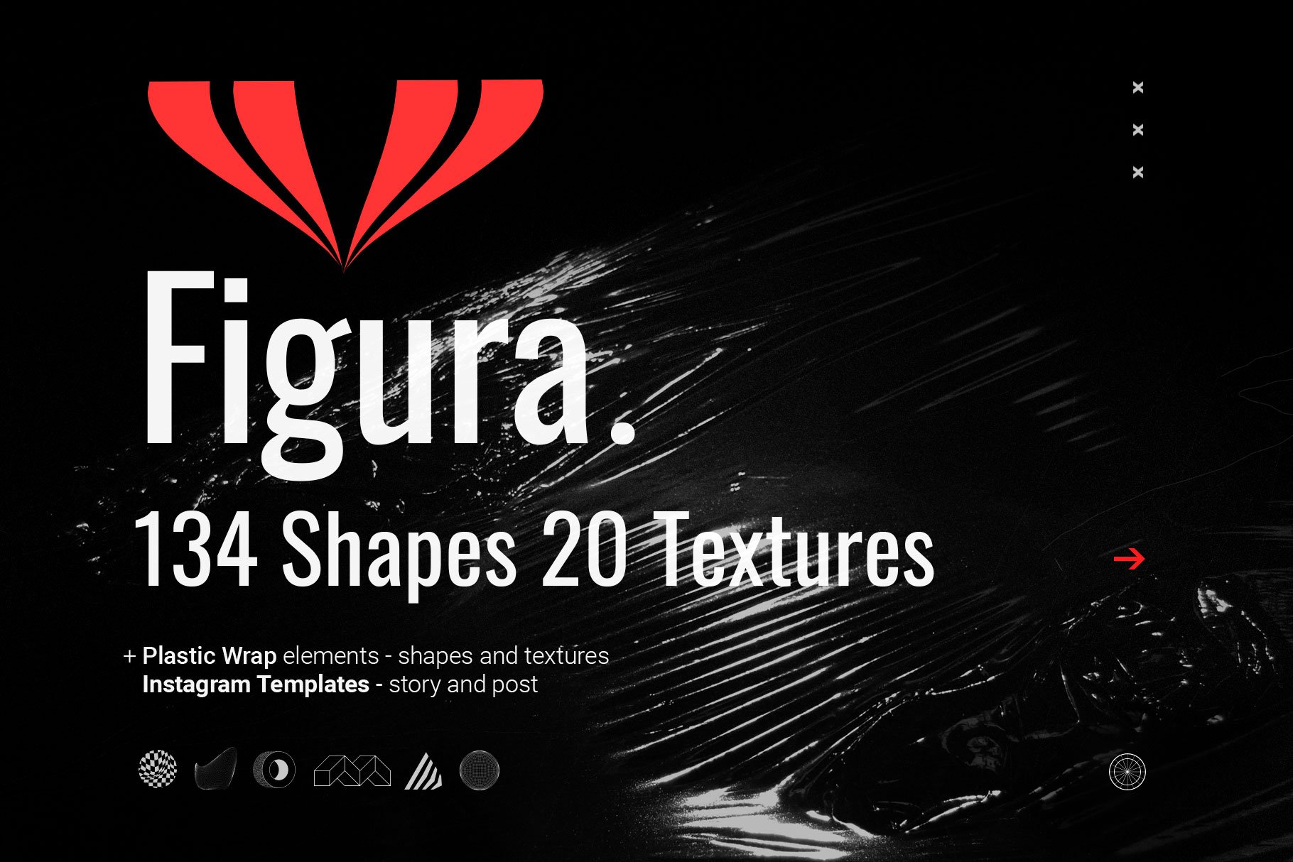 新复古垃圾摇滚颓废风抽象几何塑料保鲜膜做旧纹理素材 Abstract Shapes and Textures插图