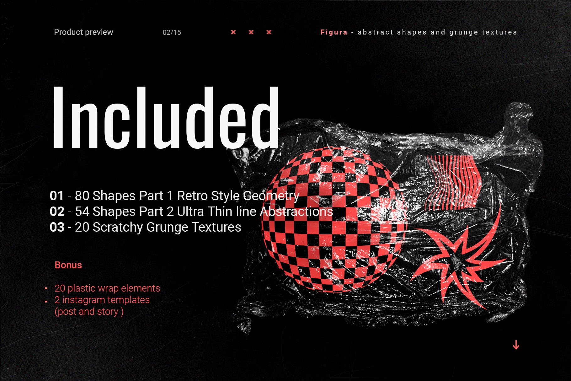 新复古垃圾摇滚颓废风抽象几何塑料保鲜膜做旧纹理素材 Abstract Shapes and Textures插图1