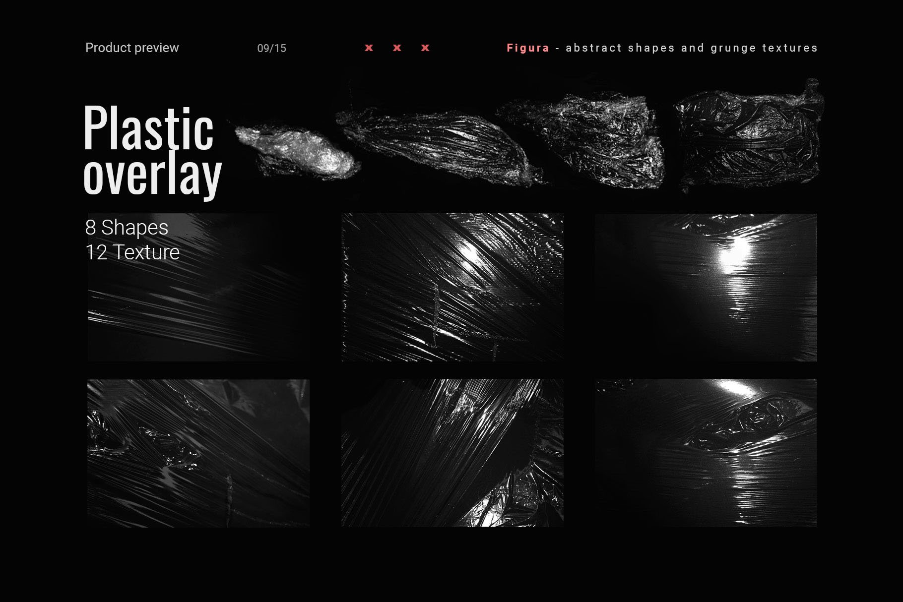 新复古垃圾摇滚颓废风抽象几何塑料保鲜膜做旧纹理素材 Abstract Shapes and Textures插图8