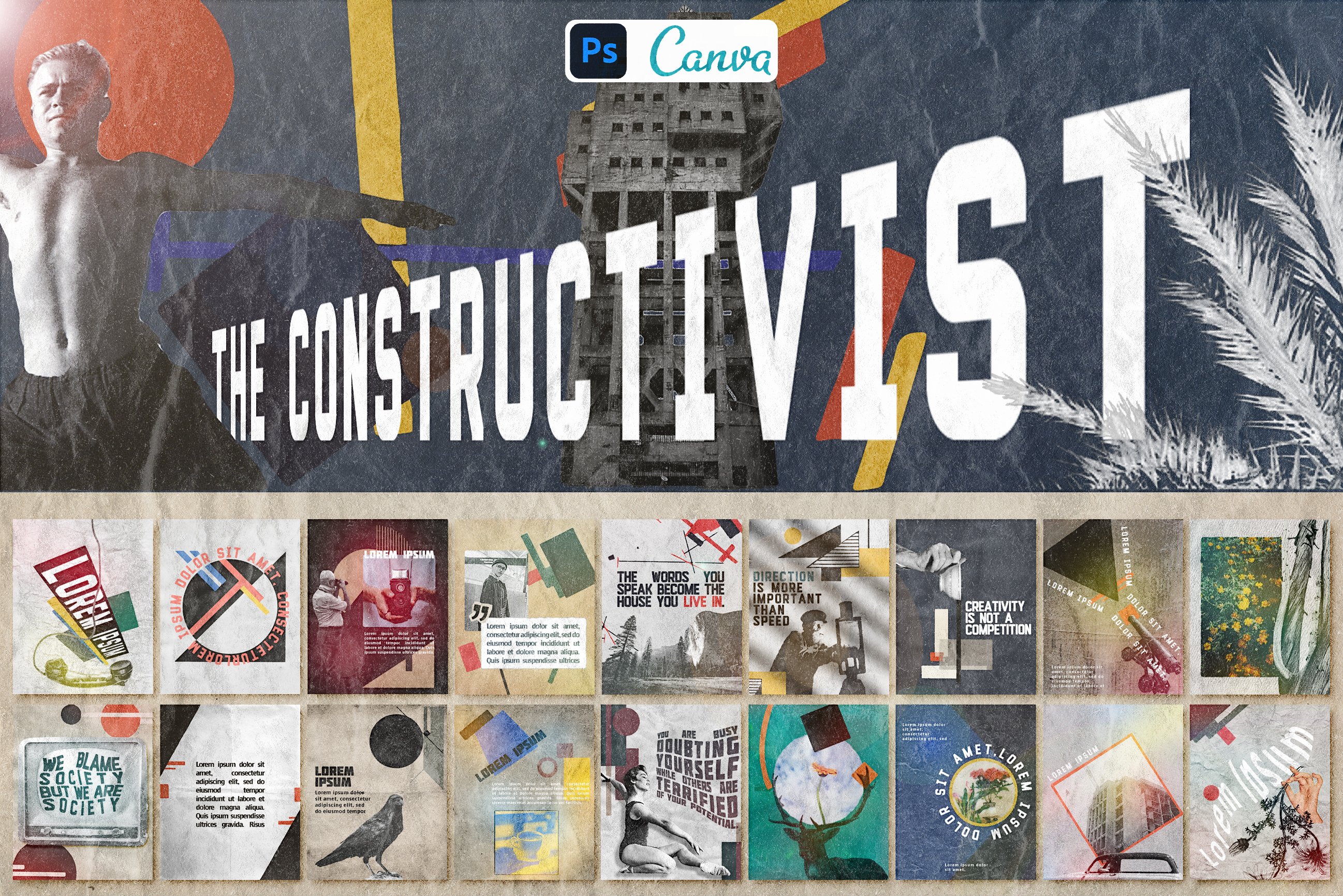优质的复古马列维奇建构主义者艺术运动Ins模板帆布模板 The Constructivist Instagram插图