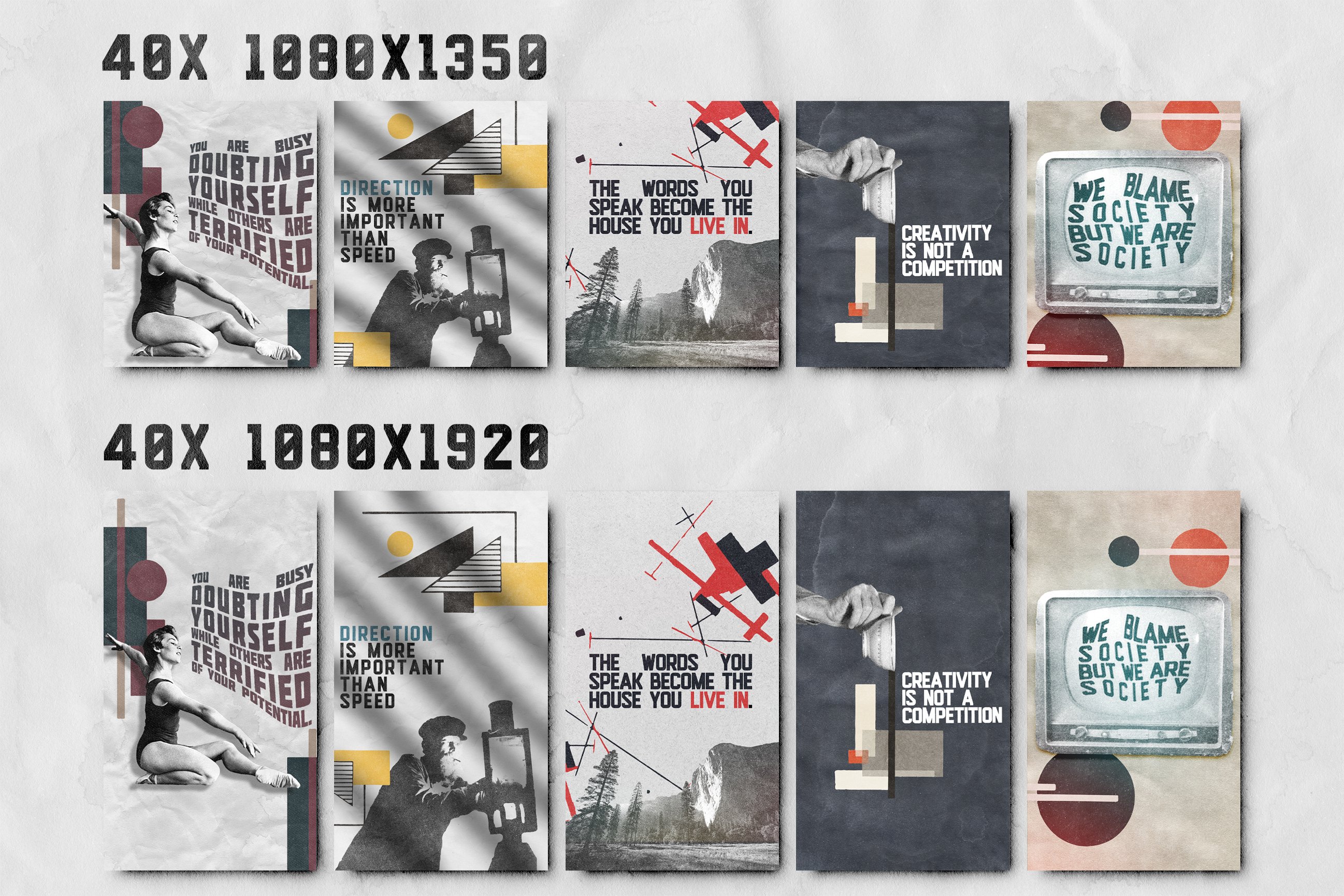 优质的复古马列维奇建构主义者艺术运动Ins模板帆布模板 The Constructivist Instagram插图1