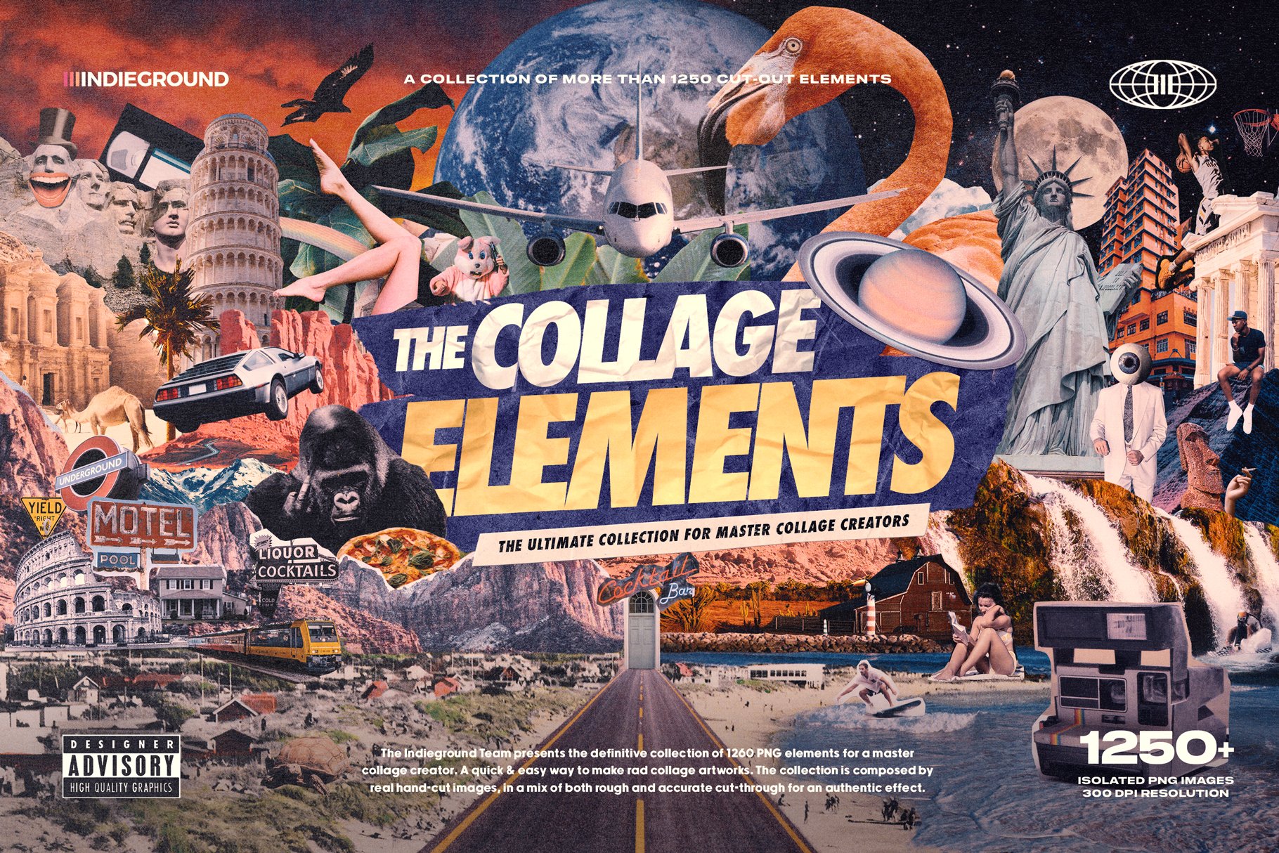 1250+ 拼贴元素创作者工具包拼贴画创作者图片相片抠图图片剪下剪纸PNG插图