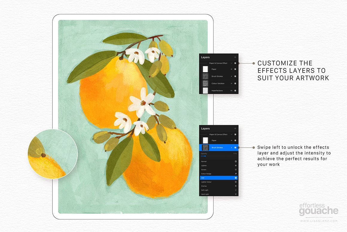 Procreate水粉笔刷水粉刷数字绘画艺术版画数码纸调色板插图8