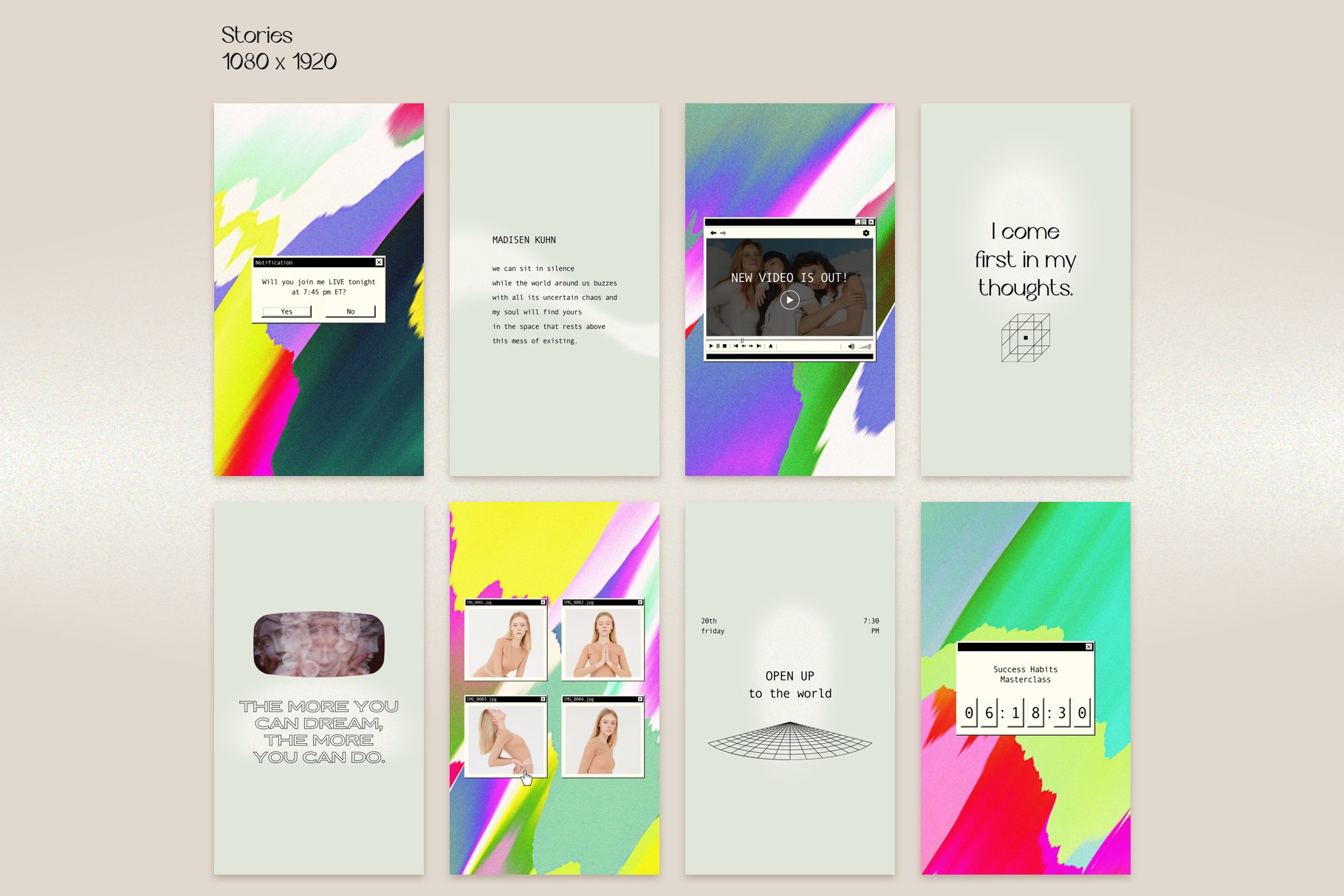 98旧电脑窗接口Ins90' 80' 复古模板UI设计Instagram Colorful Template & Quotes插图11