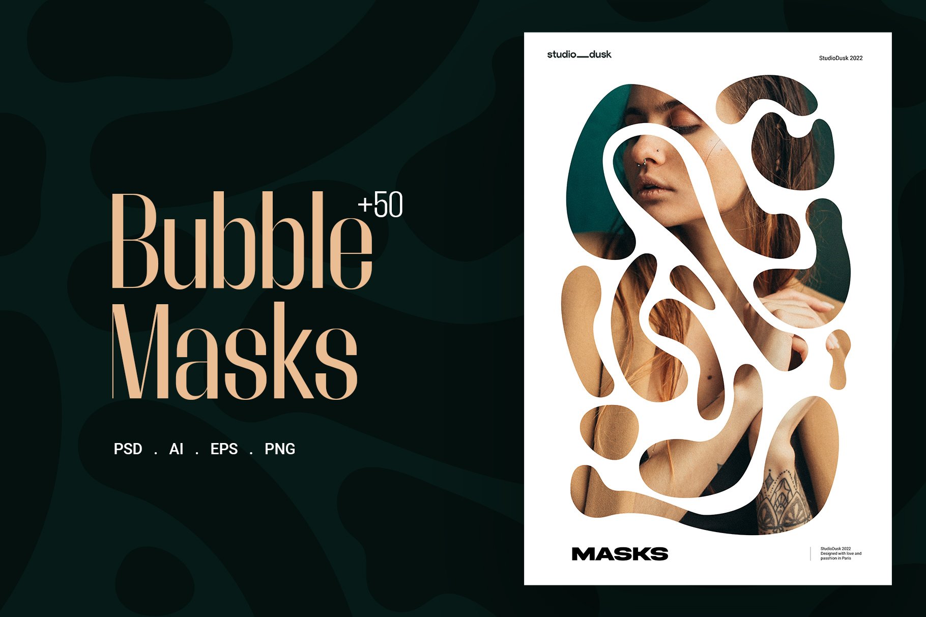50款艺术水滴气泡扭曲蒙版遮罩海报背景抽象图形底纹ai设计素材 Bubble Masks插图