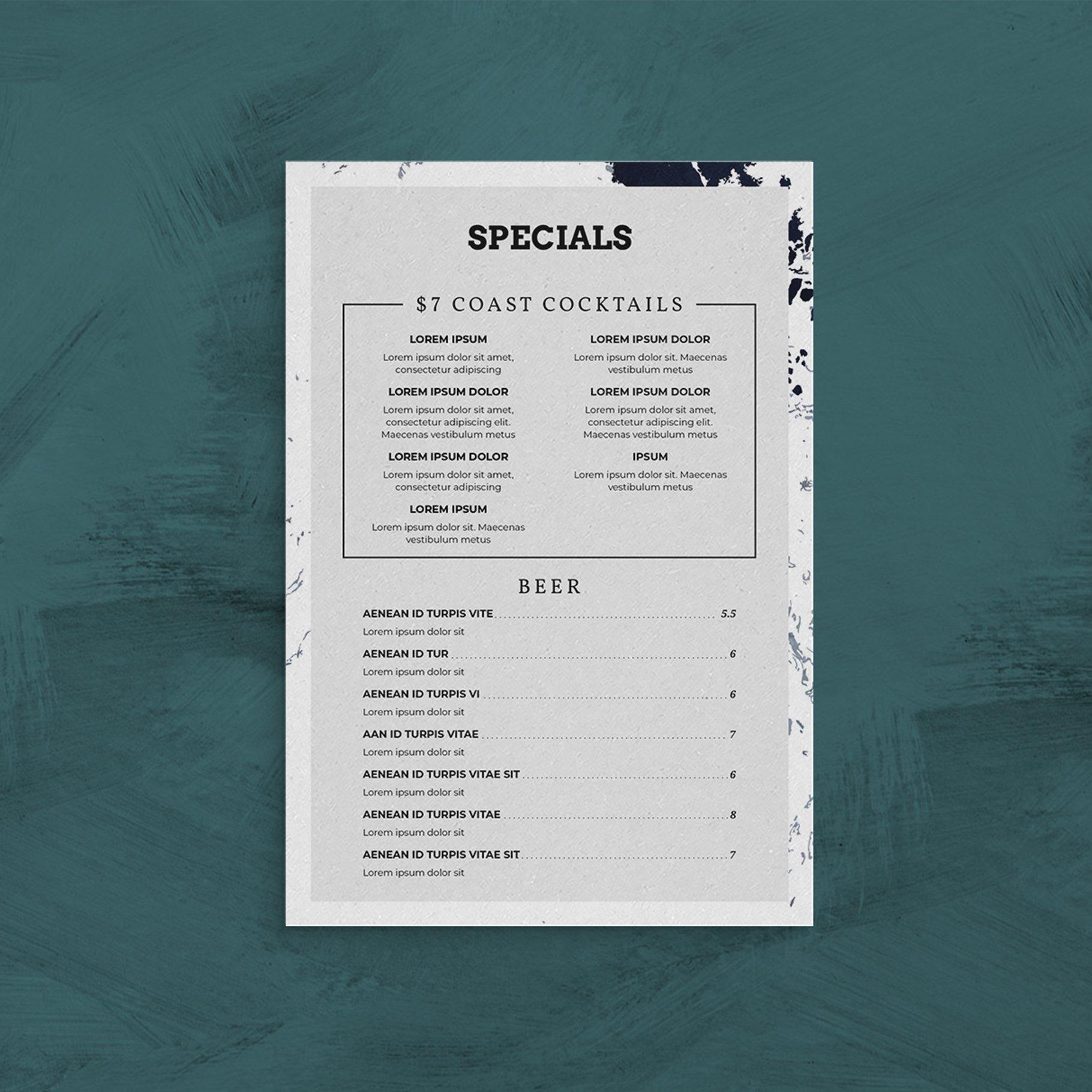 餐厅菜单模板Photoshop PSD 格式的简单餐厅菜单模板插图3