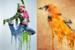 photoshop动作预设时尚高端逼真的GIF动画手绘水墨油画液体涂料质感