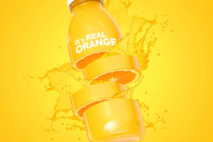 切水果风格橙汁饮料海报设计模板 (psd)