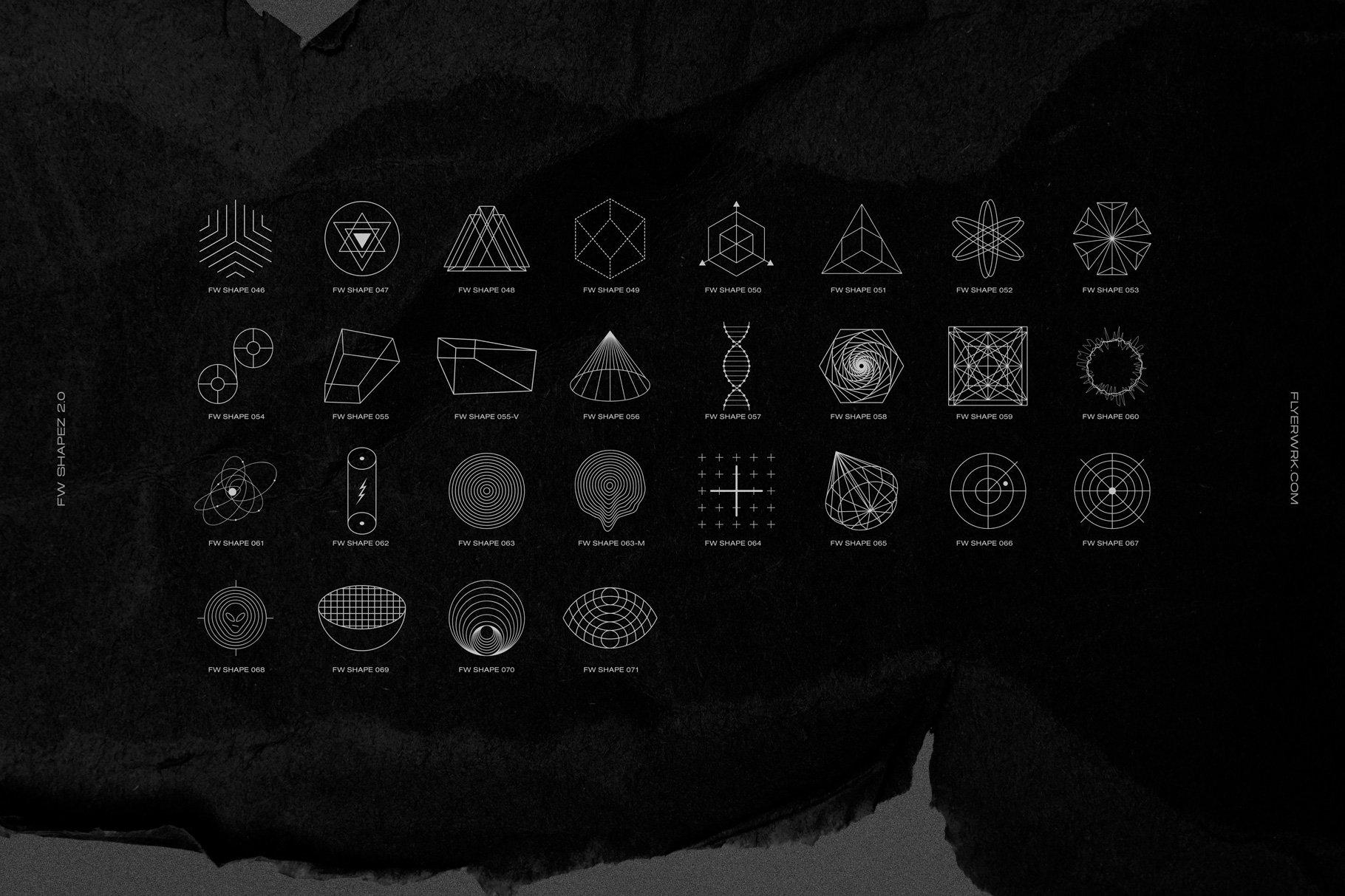 200 个复古未来派形状抽象扭曲几何图形素材 Retro Futuristic Shapes插图11