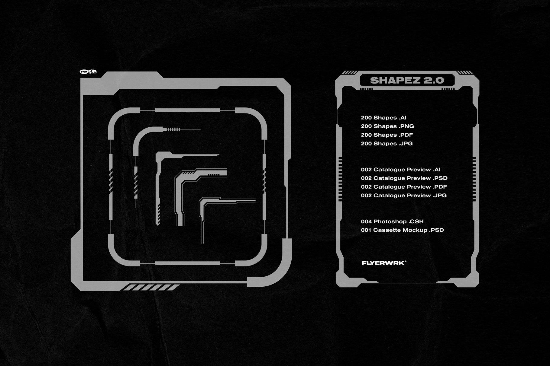 200 个复古未来派形状抽象扭曲几何图形素材 Retro Futuristic Shapes插图2