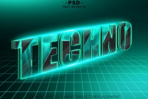 可编辑的3d技术效果文本样式[PSD]