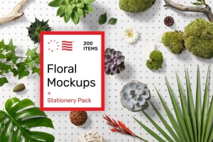 200+高品质春季花卉绿植大型品牌VI场景样机贴图模板 Floral Mockups Stationery Pack