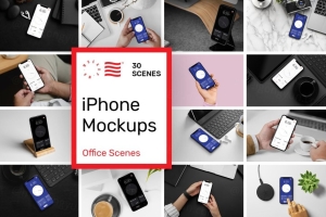 高品质苹果手机APP设计提案UI界面贴图样机模板 iPhone Mockups Pack