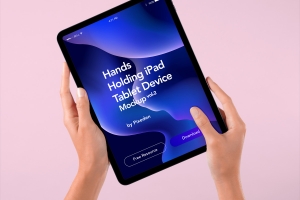 手持iPad平板移动网页UI设计提案场景展示样机模板 Hands Holding Psd iPad MockupFREE