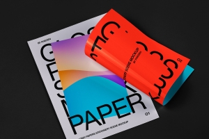 亮面单页宣传单品牌海报设计提案展示样机模板 Stationery Psd Paper Scene Mockup