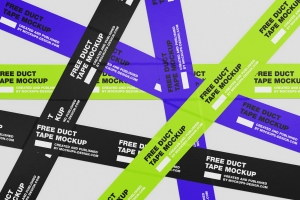 潮流纸胶带品牌设计展示样机模板免费下载 Free duct tape strips mockup