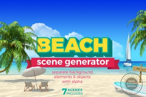 海滩场景设计模板合集 Beach Scene Generat
