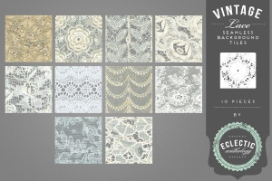 经典的蕾丝无缝图案素材 Vintage Lace Seamless Backgrounds #16976