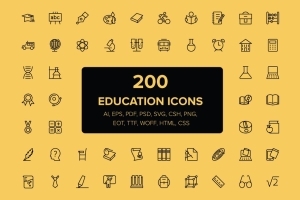 200个教育图标 200 Education Icons